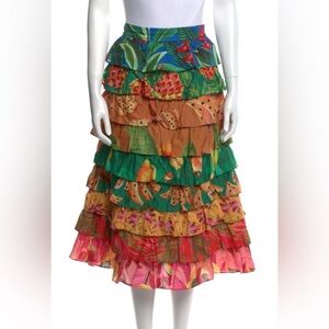 FARM RIO Floral Cotton Midi Skirt Size Small NWOT